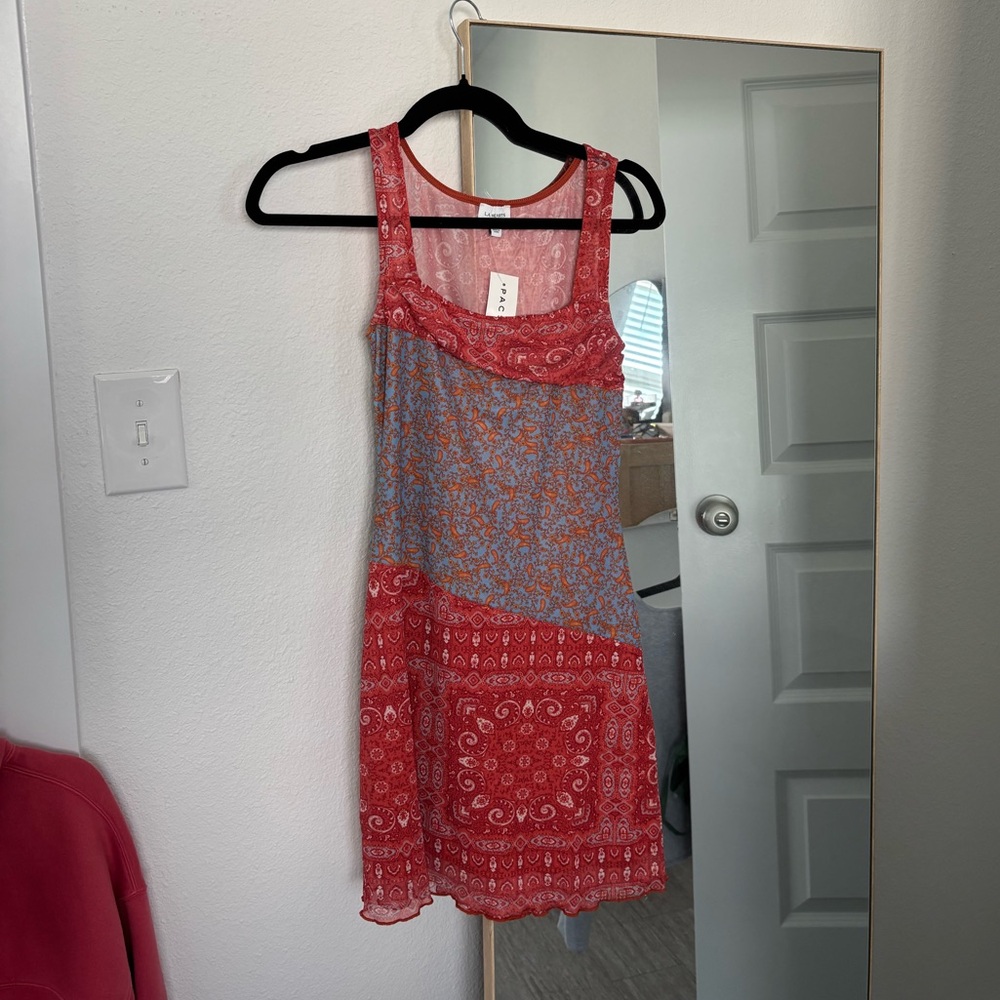 La Hearts Red and White Patterned Dress